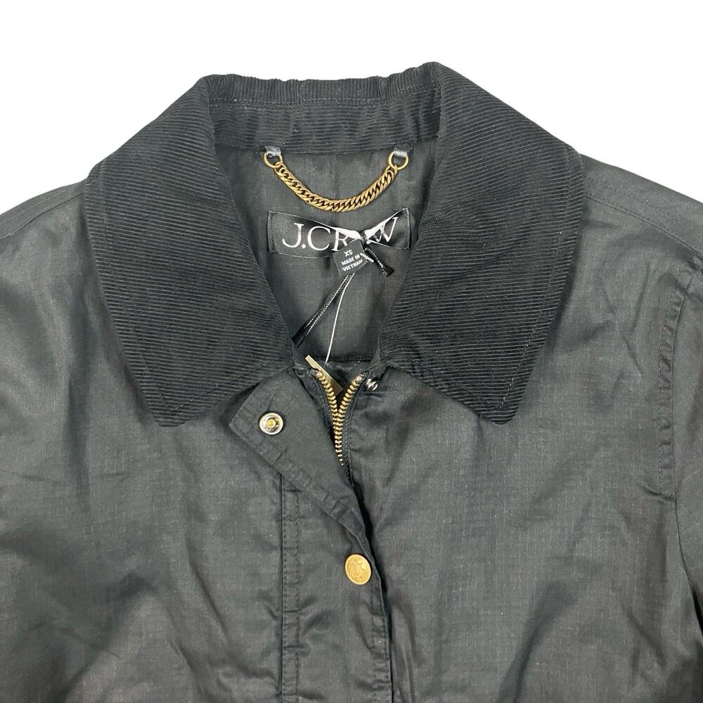 J Crew Barn Jacket Cropped WMNS XS Black Ripstop Cotton Corduroy Primaloft CN056 - Picture 3 of 16